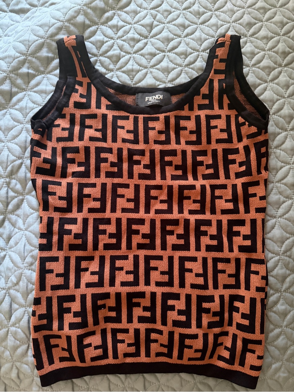 Fendi Women’s Tan & Black Logo Knit Tank Top
care and size tags removed